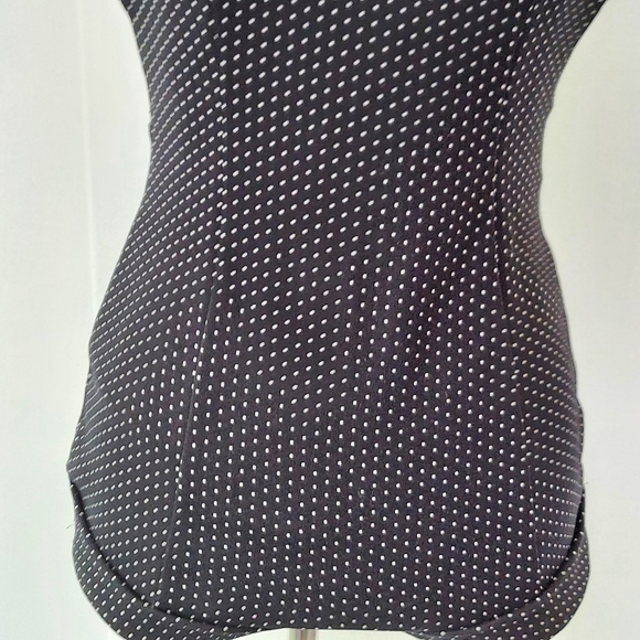 Vtg 40s‎ 50s Bradley Black White Polka Dot  Boy Leg Low Back One Piece Swimsuit - Picture 5 of 16